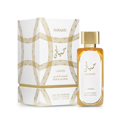 Lattafa Hayaati White Gold Elixir EDP 100ml - Long Lasting Unisex Perfume for Men & Women
