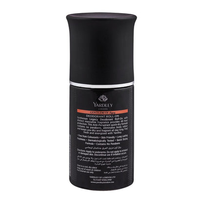 Yardley Gentleman Legacy Anti-Perspirant Roll-On 50ml - Long Lasting 48 Hour Sweat Protection Deodorant for Men with Quick Dr