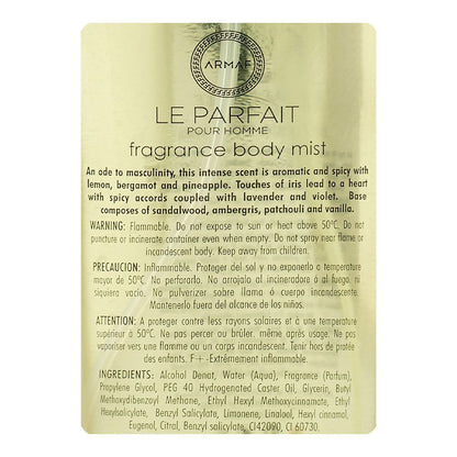 Armaf Le Parfait Pour Homme Fragrance Body Mist For Men 250ml – Long Lasting Masculine Perfume Spray
