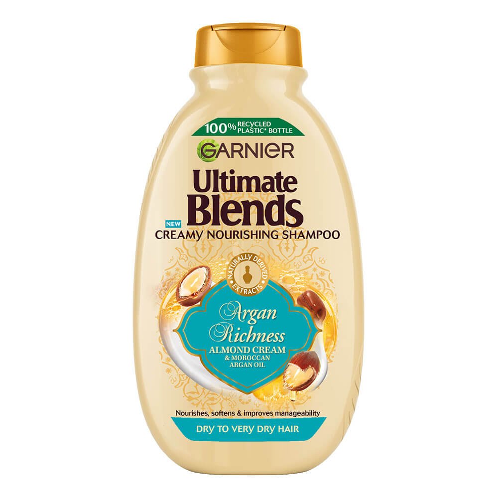 Garnier Ultimate Blends Creamy Nourishing Shampoo with Argan Richness Almond Cream & Moroccan Argan Oil for Dry to Very Dry H
