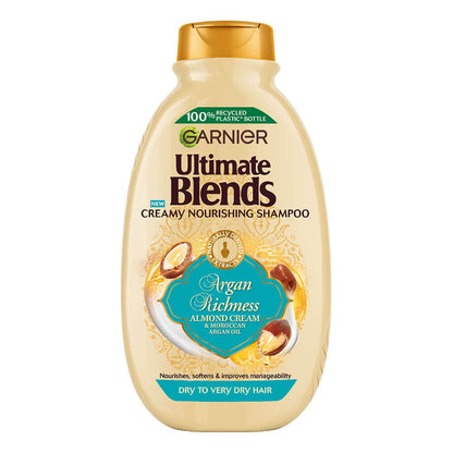 Garnier Ultimate Blends Creamy Nourishing Shampoo with Argan Richness Almond Cream & Moroccan Argan Oil for Dry to Very Dry H