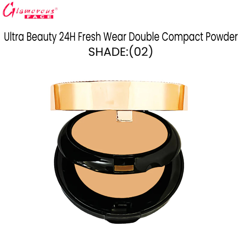 Glamorous Face Ultra Beauty 24H Fresh Wear Double Compact Powder (Shade:02)
