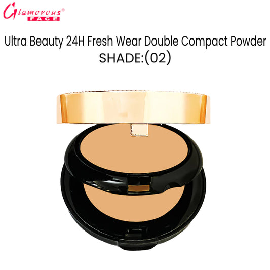 Glamorous Face Ultra Beauty 24H Fresh Wear Double Compact Powder (Shade:02)