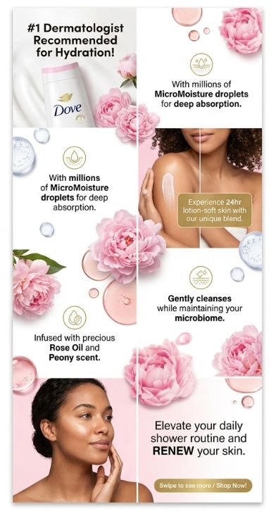 Dove Renewing Peony & Rose Oil Body Wash 20 Fl Oz (591ml)