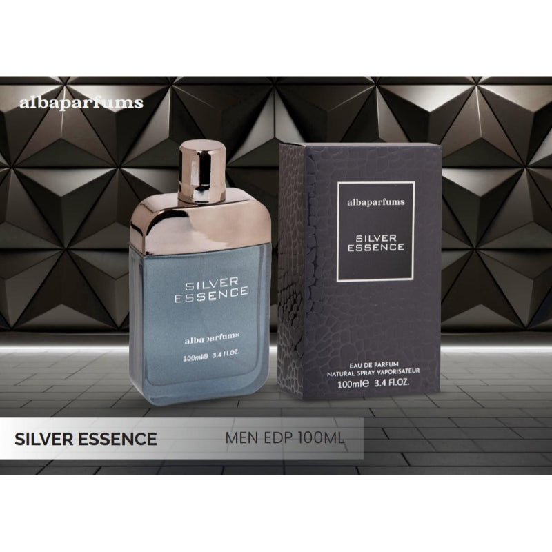 Silver Essence Alba Parfums Eau De Parfum 100ml For Men – Long Lasting Fresh Masculine Luxury Fragrance Spray