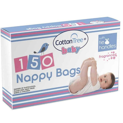 Cotton Tree Fragranced Nappy Bags with Handles Pack of 150 Odor Control & Hygienic Disposal
