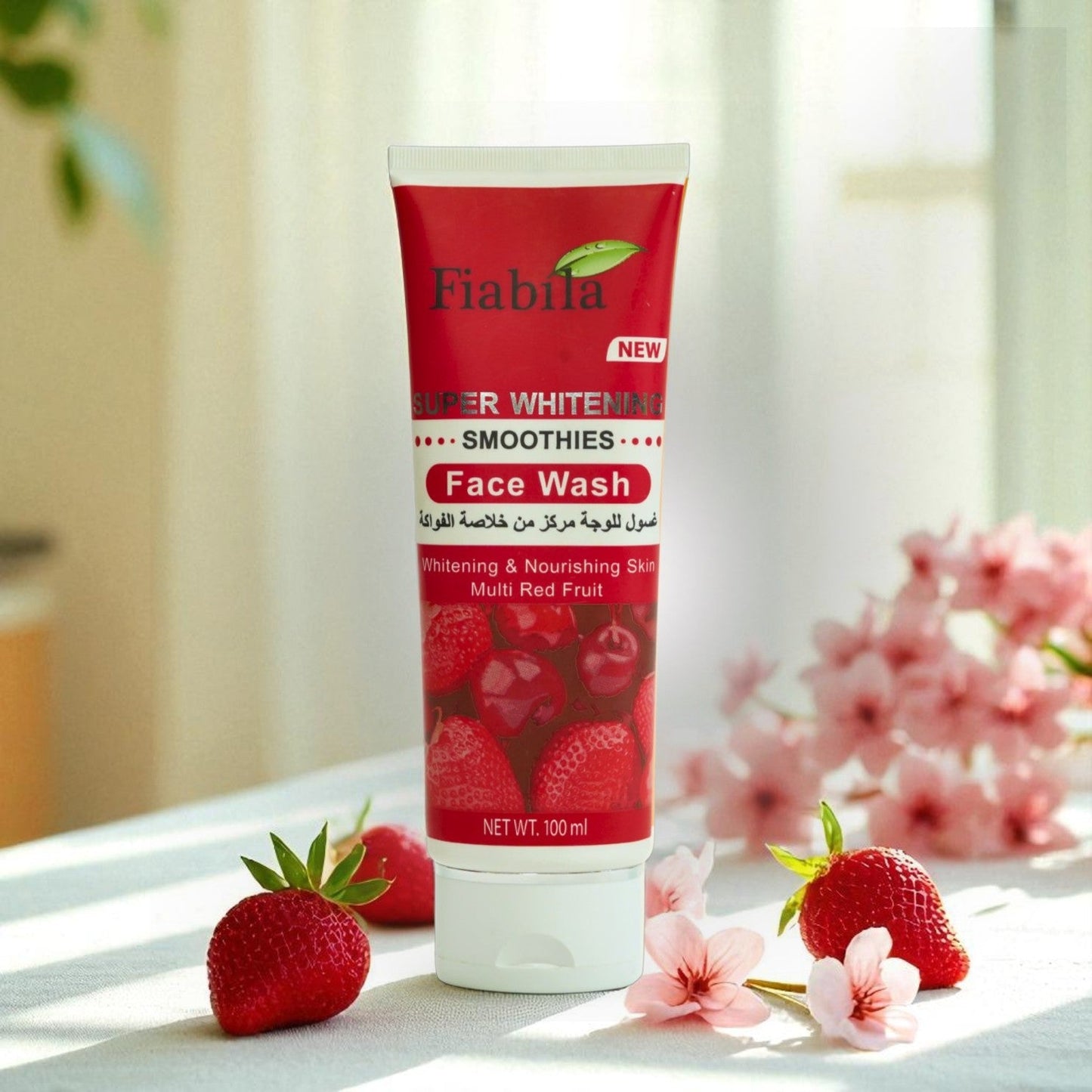 Fiabila Super Whitening Smoothies Face Wash 100ml Multi Red Fruit Cleanser for Glowing & Soft Skin