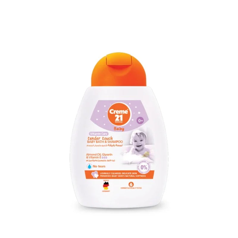 Creme 21 Baby 0+ Tender Touch Baby Bath & Shampoo Almond Oil, Glycerin & Vitamin E No tears 500ml