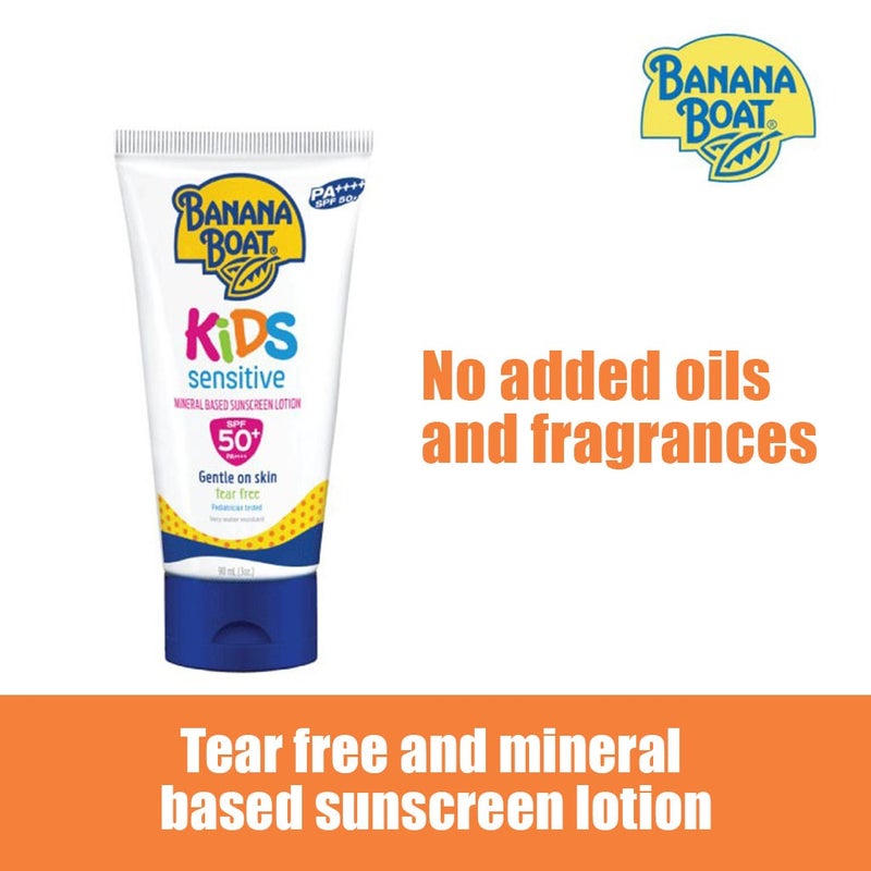 Banana Boat Kids Sensitive Tear Free Mineral Based Sunscreen Lotion SPF 50+ PA++++ 90ml