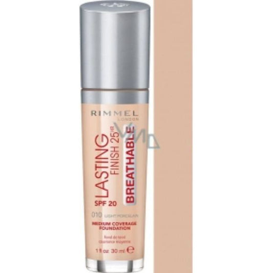 Rimmel London 010 Light Porcelain 30ml Face Foundation Lasting Finish 25HR