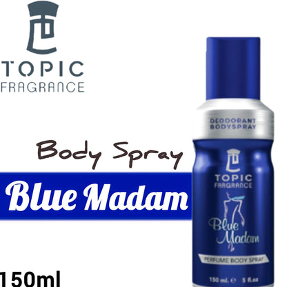Blue Madam Topic Fragrance Perfume Body Spray 150ml – Long Lasting Elegant Body Mist for Women, Fresh & Sophisticated Scent