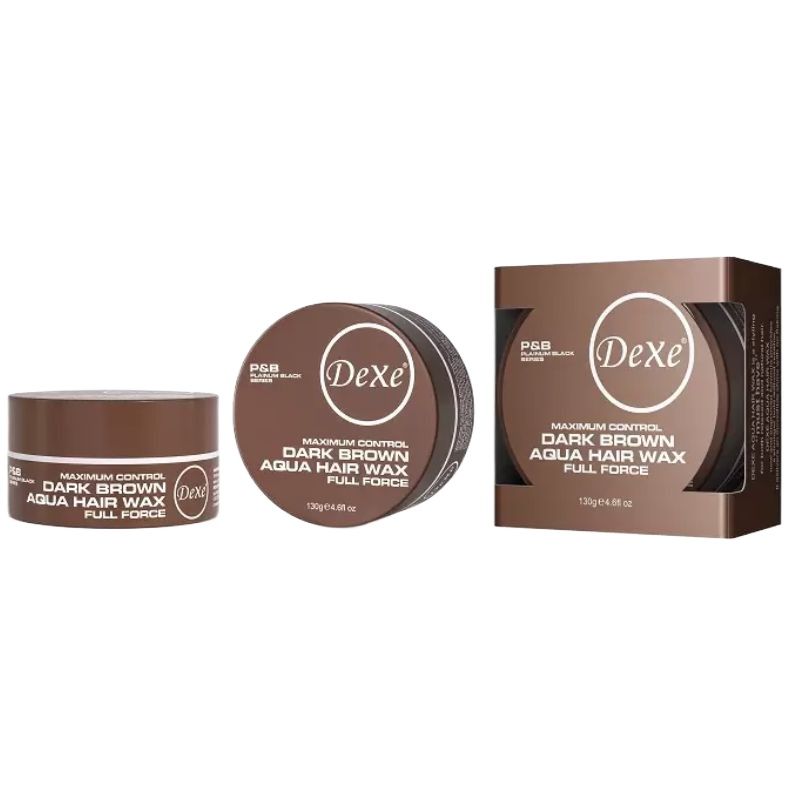 Dexe Maximum Control Dark Brown Hair Aqua Wax Full Force 150 g Strong Hold Natural Color & Long-Lasting Style
