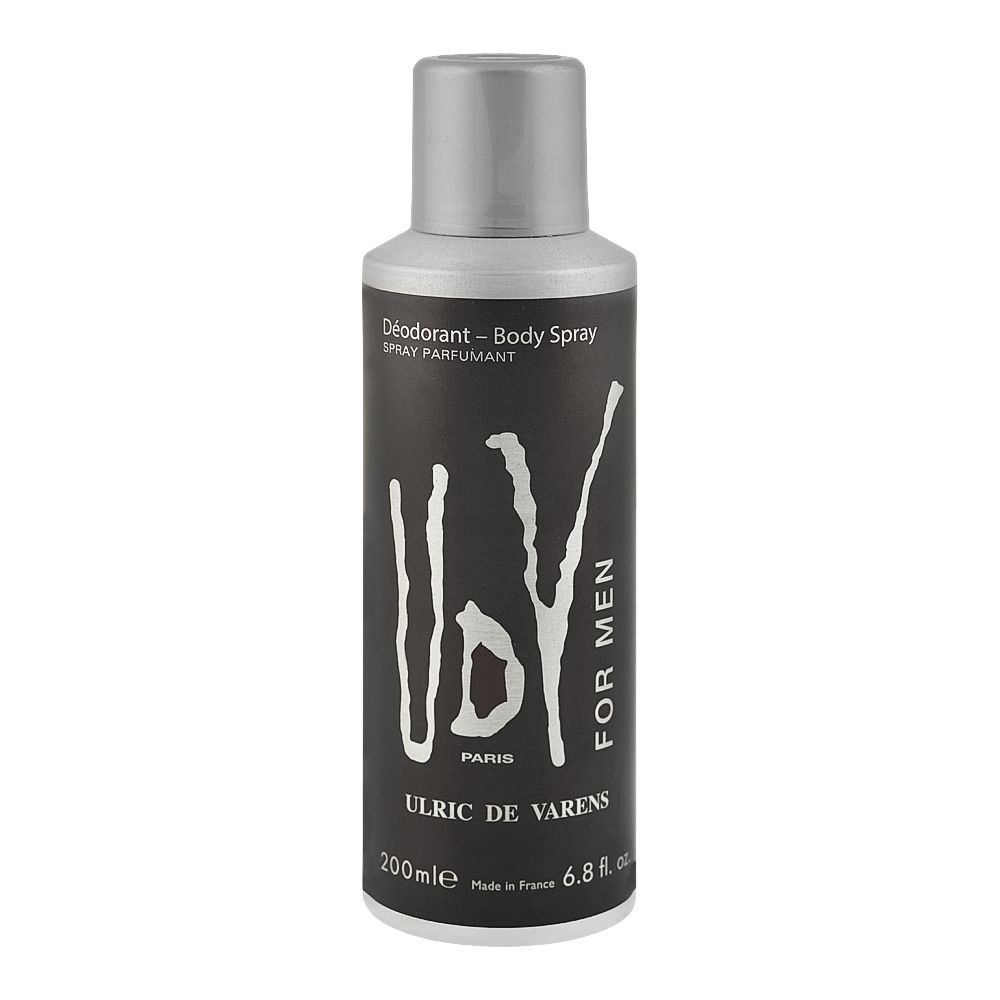 UDV For Men Silver Body Spray 200ml Long-Lasting Fresh & Masculine Fragrance
