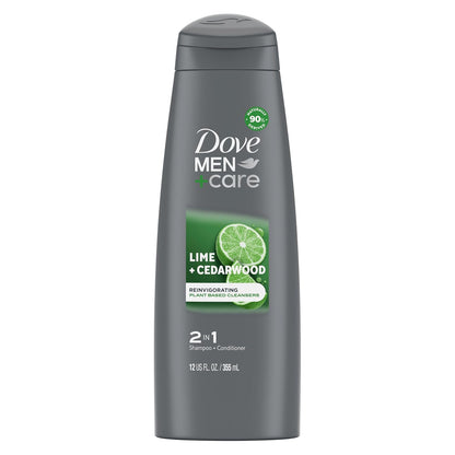Dove Men + Care 2 in 1 Shampoo and Conditioner Lime + Cedarwood For Healthy Looking Hair Naturally Derived Plant Based Cleans