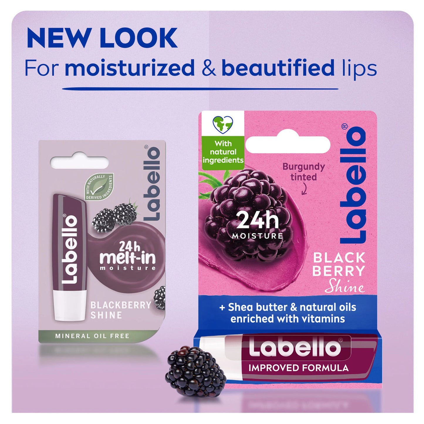 Labello Blackberry Shine Lip Balm 4.8g – 24H Moisture, Glossy Tint & Nourishing Care