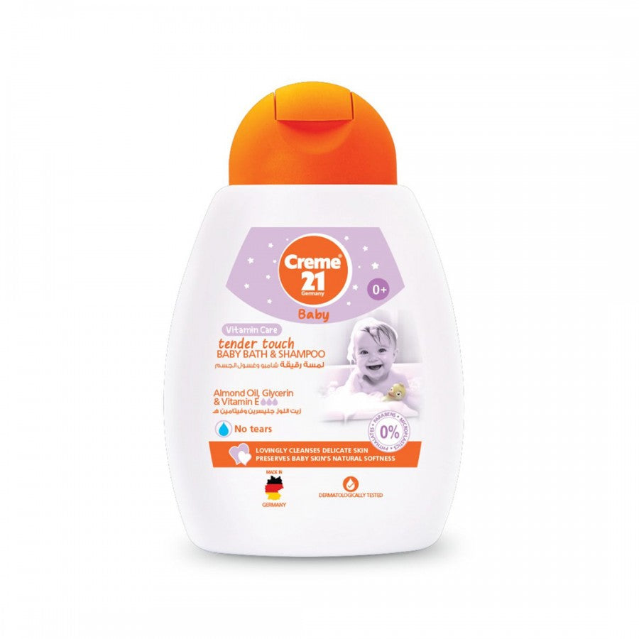 Creme 21 Baby 0+ Tender Touch Baby Bath & Shampoo Almond Oil, Glycerin & Vitamin E No tears 250ml