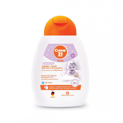 Creme 21 Baby 0+ Tender Touch Baby Bath & Shampoo Almond Oil, Glycerin & Vitamin E No tears 250ml