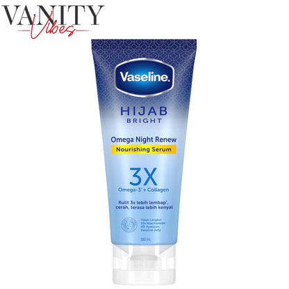 Vaseline Hijab Bright Omega Night Renew Nourishing Serum 180ml Deep Hydration & Skin Renewal