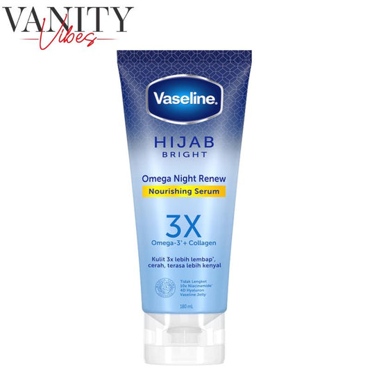 Vaseline Hijab Bright Omega Night Renew Nourishing Serum 180ml Deep Hydration & Skin Renewal