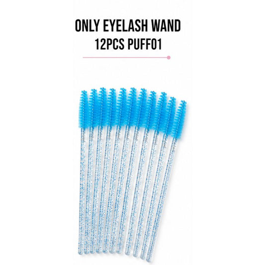 Only Eyelash Wand 12Pcs Puff-01 - Disposable Mascara Wands for Eyelash Extension Application, Brow Grooming & Hygienic Makeup