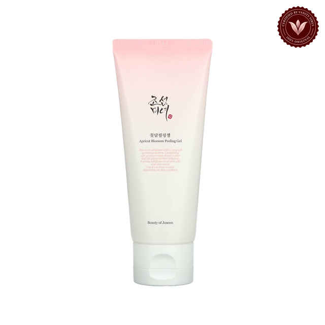 Beauty of Joseon Apricot Blossom Peeling Gel 100ml centered on a clean white background with the Vanity Vibes badge at the top right