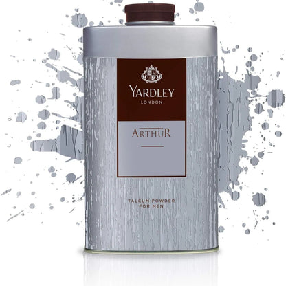 Yardley London Arthur Talcum Powder for Men 150g - Long Lasting Fresh Fragrance Body Powder for Odor Protection, Sweat Contro