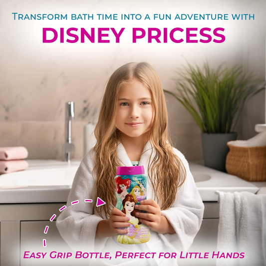 Lorenay Disney Princess 2-in-1 Bubble Bath & Shampoo 475ml - Gentle Kids Hair & Body Wash for Soft Cleansing, Tear-Free Formu