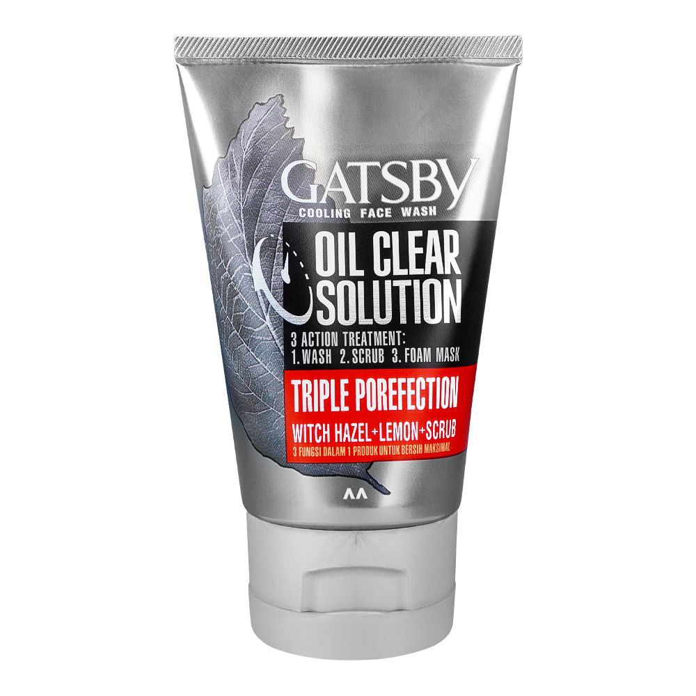 Gatsby Oil Clear Solution Triple Protection Face Wash Oil Control 100g - Deep Cleansing Anti Oil Face Wash for Men Fresh Clea