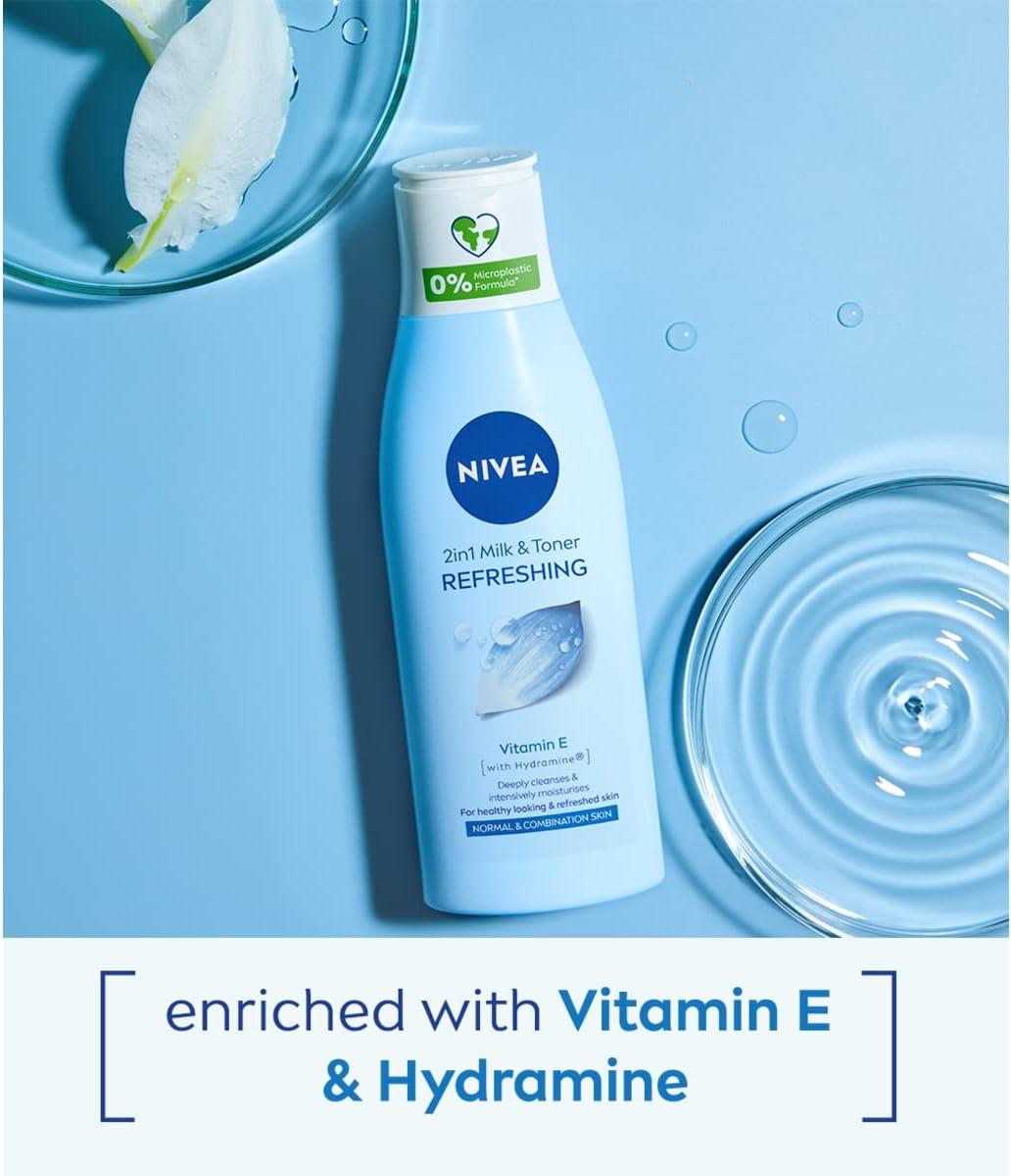 Nivea Refreshing 2 in 1 Milk & Toner Vitamin E & Hydramine For Normal & Combination Skin 200ml