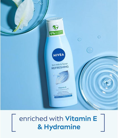 Nivea Refreshing 2 in 1 Milk & Toner Vitamin E & Hydramine For Normal & Combination Skin 200ml