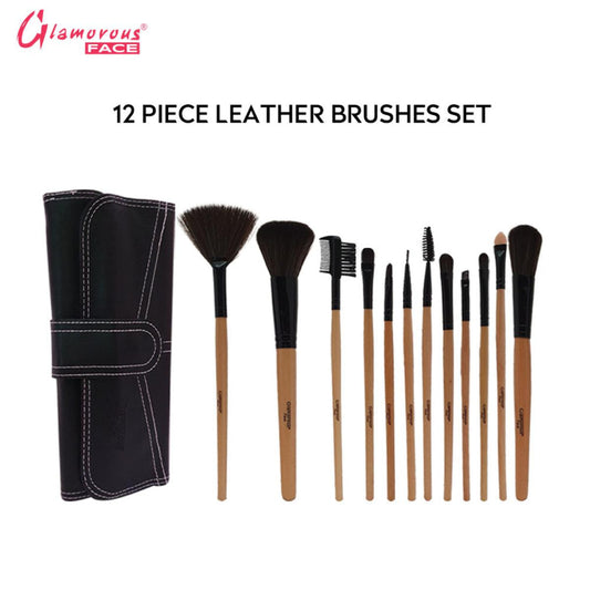 Glamorous Face 12 Piece Leather Brushset