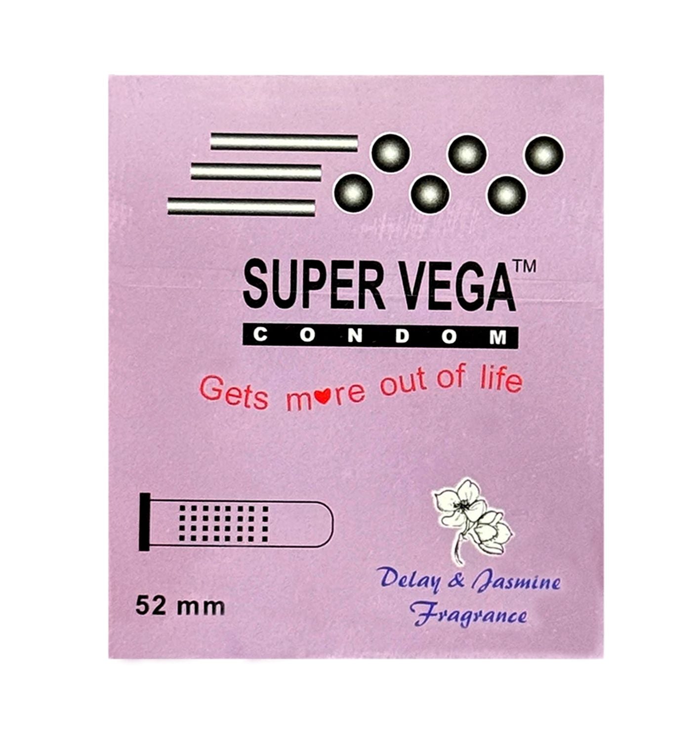 INNO SuperVega Jasmine Condoms 3pcs Delay & Jasmine Fragnance