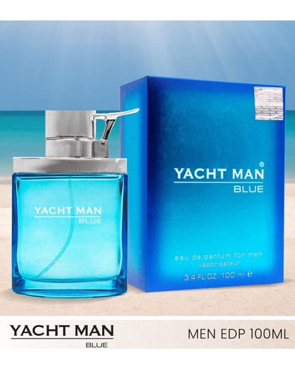 Yachtman Yacht Man Blue Eau de Parfum for Men 100ml - Long Lasting Fresh Aquatic Masculine Luxury Fragrance Spray