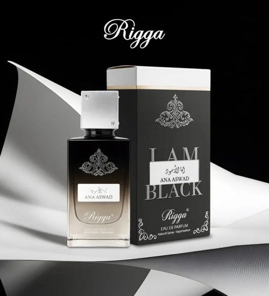 Rigga Ana Aswad “I Am Black” Eau de Parfum 100ml - Long Lasting Deep Woody Spicy Oriental Fragrance Perfume for Men Strong Ma
