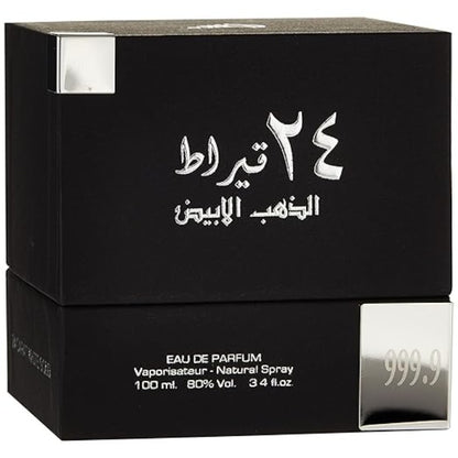 Lattafa 24 Carat White Gold Eau de Parfum 100ml - Long Lasting Original Luxury Unisex Fragrance for Men & Women