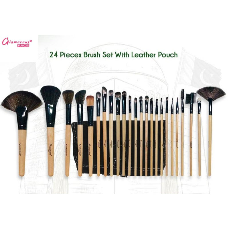Glamorous Face 26 Piece Leather Brushset Pro.