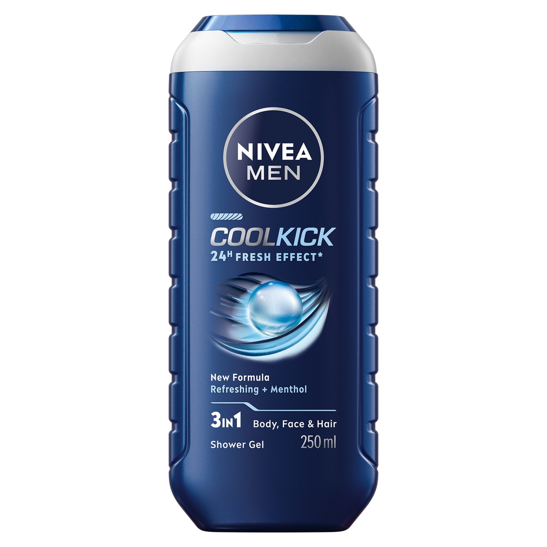Nivea Men Cool Kick 24H Fresh Effect 3-In-1 Shower Gel For Body, Face & Hair 250ml