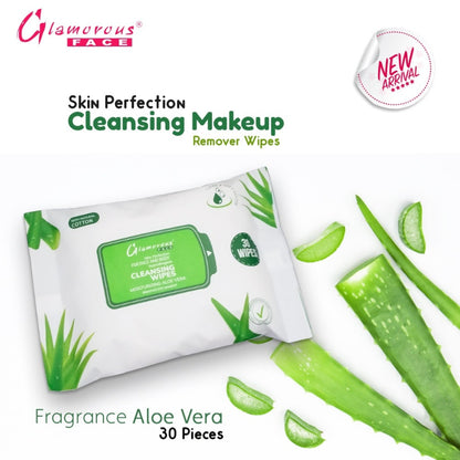 Glamorous Face Cleansing Makeup Remover Wipes 30 Pieces (ALOEVERA)