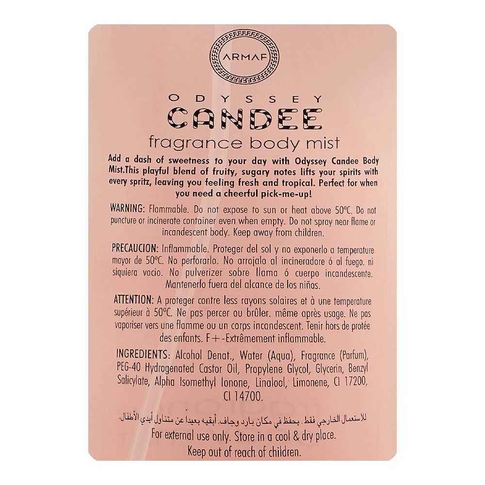 Armaf Odyssey Candee Fragrance Body Mist Special Edition 250ml - Long Lasting Sweet & Playful Women’s Perfume Spray