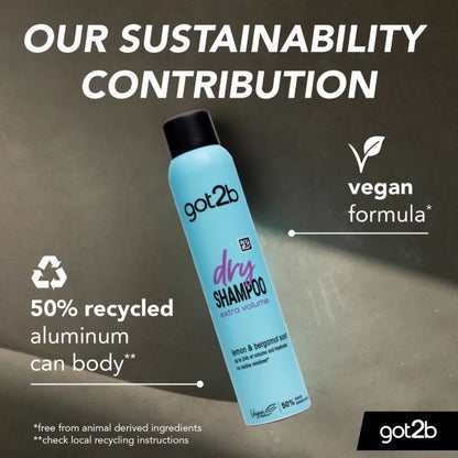 Schwarzkopf Got2b Dry Shampoo with Lemon & Bergamot 200 ml Extra Volume & Fresh Oil Control