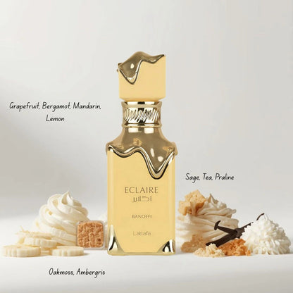 Lattafa Eclaire Banoffi Eau de Parfum 100ml - Long Lasting Sweet Gourmand Unisex Arabic Fragrance for Men & Women
