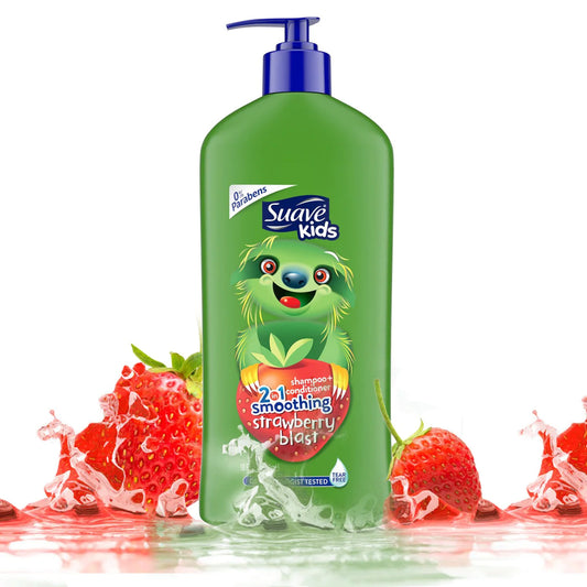 Suave Kids 2 In 1 Shampoo + Conditioner Smoothing Strawberry Blast 532ml