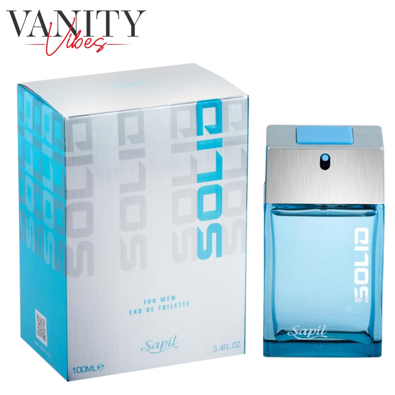 Sapil Solid Silver Eau de Toilette for Men 100ml - Long Lasting Masculine Perfume with Fresh Woody Aromatic Fragrance for Dai