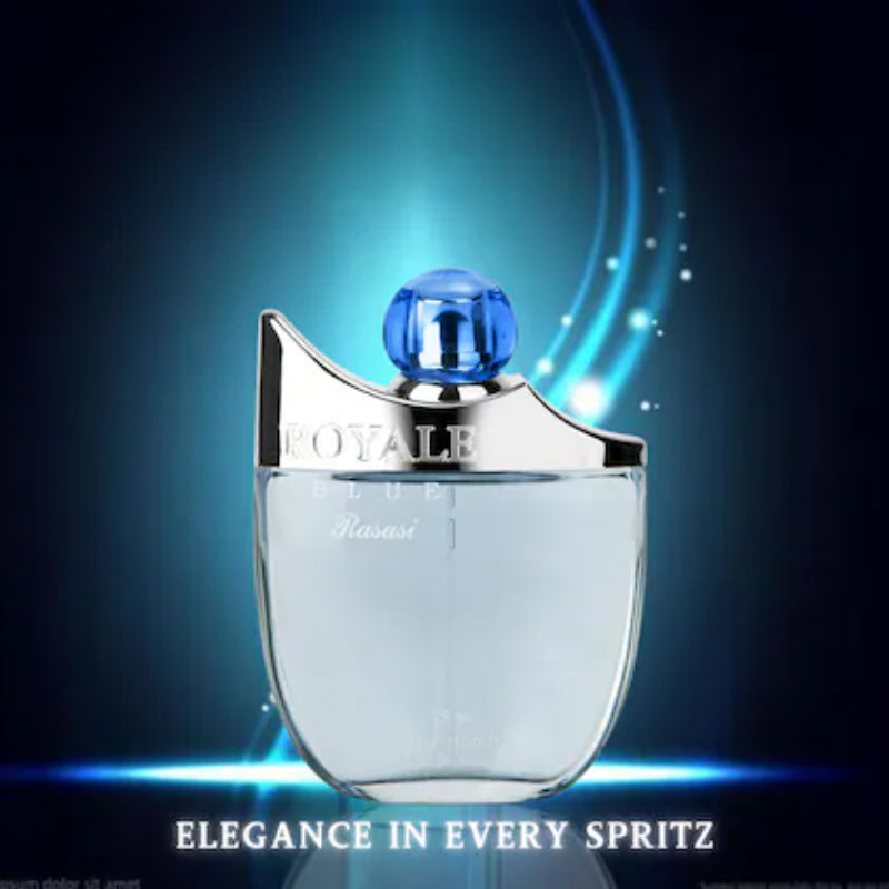 Rasasi Royale Blue Eau de Parfum 75ml - Long Lasting Original Fresh Masculine Fragrance for Men