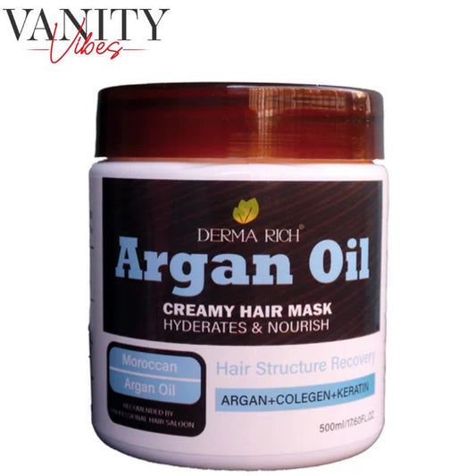 Derma Rich Argan Oil Creamy Hair Mask 500ml Deep Nourishment & Repair for Hair