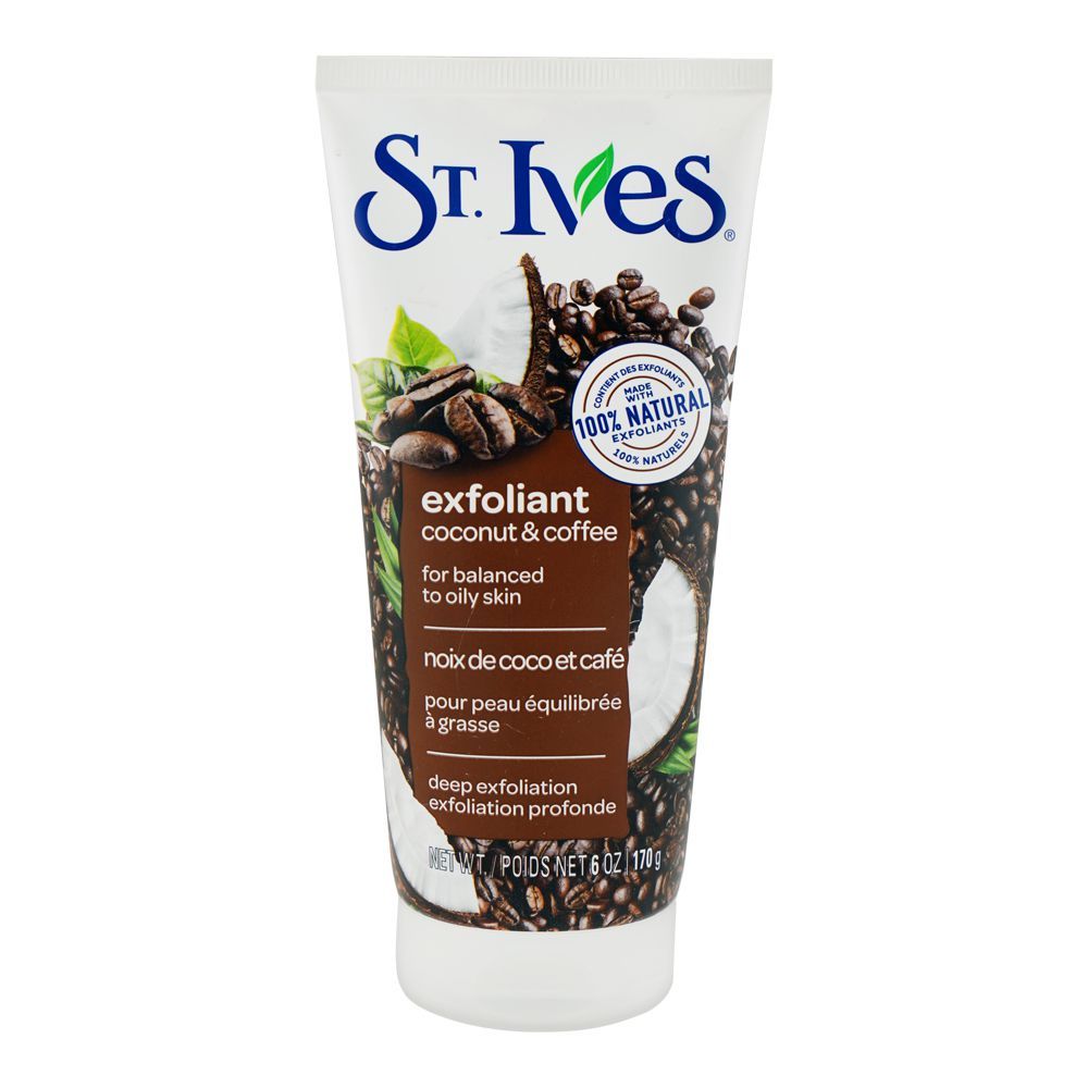 St. Ives Exfoliant Coconut & Coffee Scrub Tube Oil & Paraben Free For Balanced Skin 170g