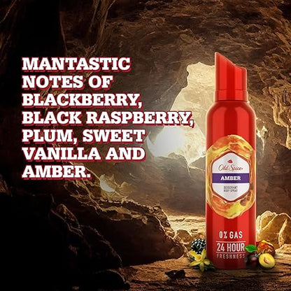 Old Spice Amber 0% Gas Deodorant Body Spray 140ml for Men