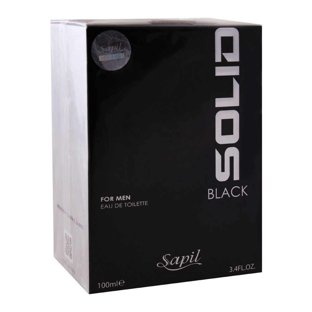 Sapil Solid Black Eau de Toilette for Men 100ml - Long Lasting Masculine Perfume with Strong Woody Oriental Fragrance for Dai