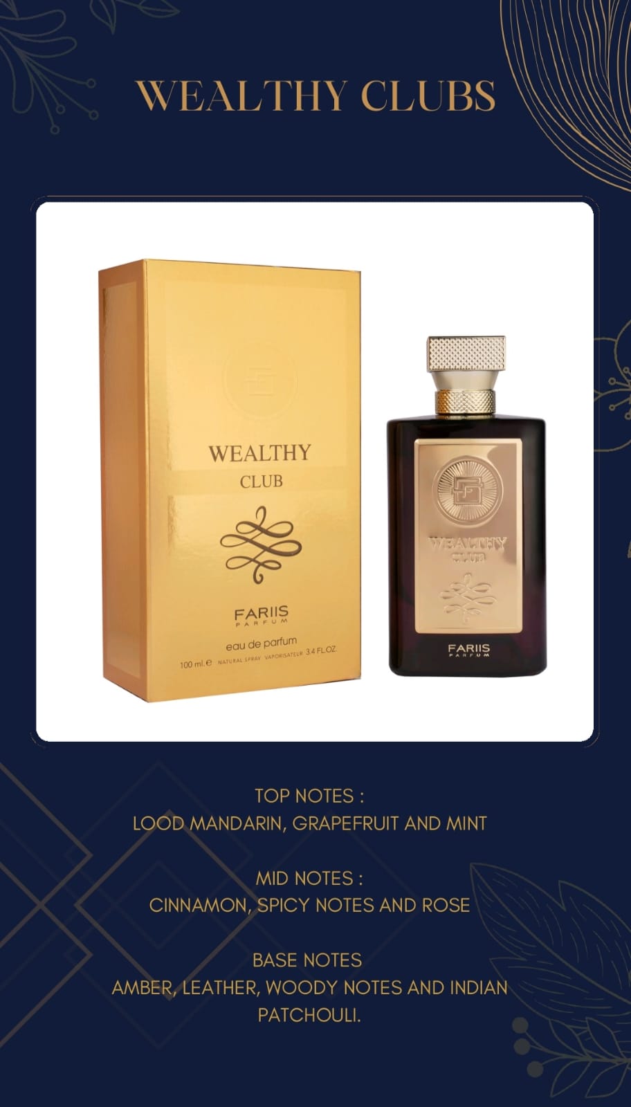 Faris Wealthy Club by Fariis EDP 100ml for Men