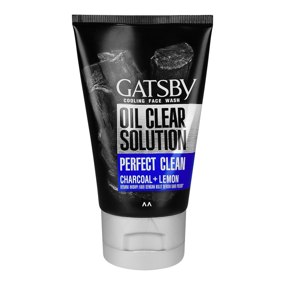 Gatsby Oil Clear Solution Perfect Clean Charcoal + Lemon Cooling Face Wash 100g - Deep Cleansing Oil Control Charcoal Face Wa